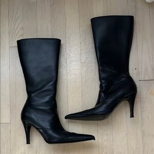 Elegant Black Leather Knee-High Boots
